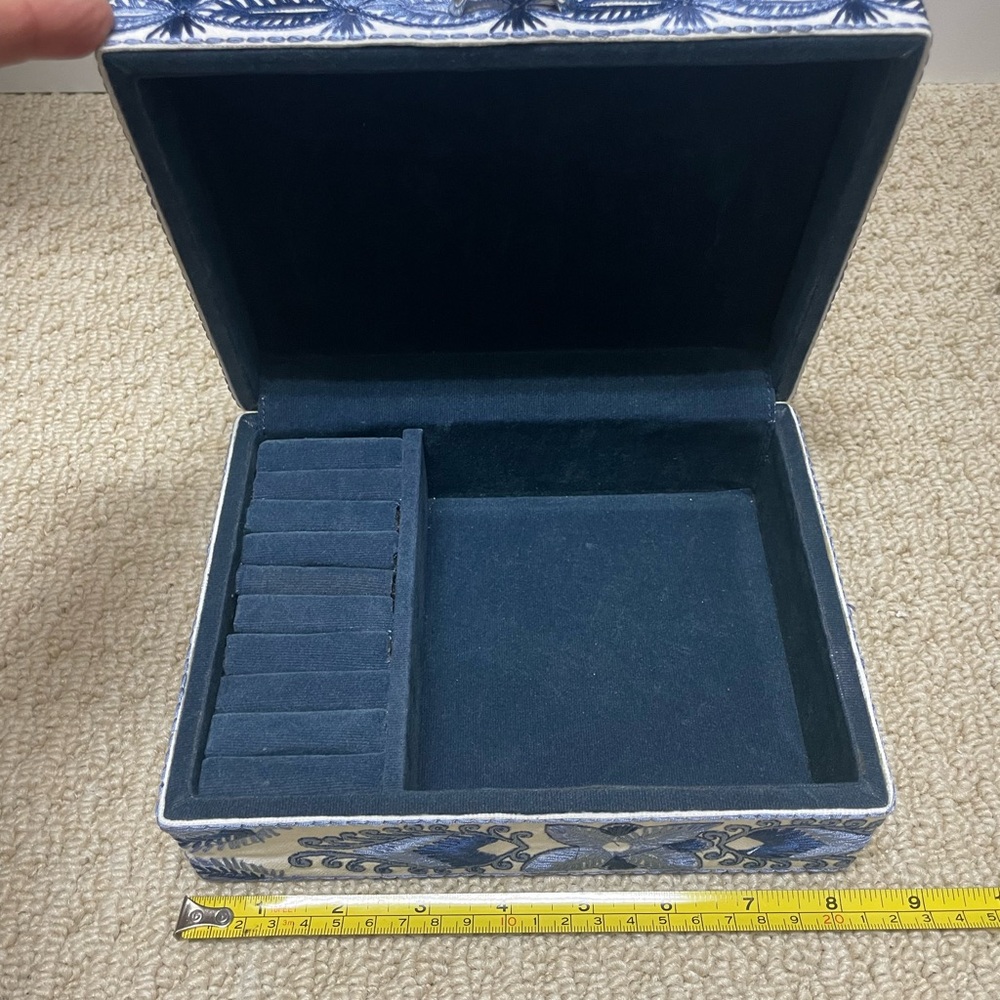Chico's Blue and White Embroidered Jewelry Box - Picture 7 of 9